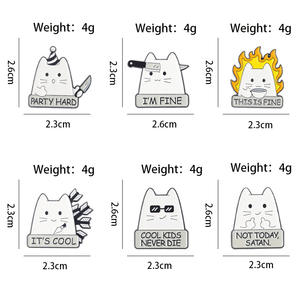 Spilla da Bavero all'Ingrosso con Gatto Bianco Carino con Freccia e Coltello, Accessori per Abbigliamento, Distintivo in Metallo - Product Image 5