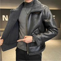 Veste en cuir pour homme avec col polo en laine, doublure en fourrure intégrée, épaisse et chaude, pour l'automne et l'hiver, tailles M-4XL