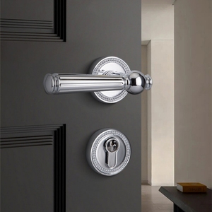 Ensemble de serrures doubles <span class=keywords><strong>en</strong></span> laiton massif <span class=keywords><strong>pour</strong></span> portes françaises, avec système de confidentialité magnétique silencieux, <span class=keywords><strong>pour</strong></span> portes intérieures <span class=keywords><strong>en</strong></span> bois de luxe - Product Image 3