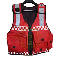 Gilet de sécurité réfléchissant haute visibilité avec fermeture éclair avant, noir, multi-poches, uniforme de garde, vêtements de travail paramédicaux, veste 100% polyester
