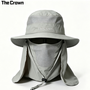 Chapeau Bob en Nylon Personnalisé avec Logo, Protection Solaire, Masque Facial Amovible et Cache-Nuque, Vente en Gros, Fabricant - Product Image 2