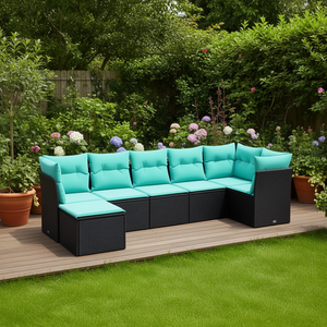 Modular Black Poly Rattan Garden <b>Sofa</b> <b>Set</b> Elegant Outdoor Furniture With High Density Foam Cushions - Product Image 2