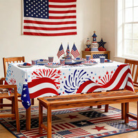 Nappe de table patriotique en polyester avec motif aigle et feux d'artifice du 4 juillet, personnalisable pour événements festifs, vente en gros