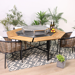 Ensemble <span class=keywords><strong>de</strong></span> salle à manger en <span class=keywords><strong>bois</strong></span> <span class=keywords><strong>Table</strong></span> <span class=keywords><strong>de</strong></span> barbecue Foyer Mobilier d'extérieur rempli <span class=keywords><strong>de</strong></span> fonctionnalités Aluminium rond pour Banquet pliable <span class=keywords><strong>de</strong></span> <span class=keywords><strong>jardin</strong></span> <span class=keywords><strong>de</strong></span> patio extérieur - Product Image 1