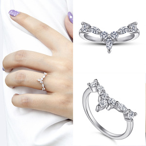 ชุดเครื่องประดับตัดมาร์คีส์คลาสสิกต่างหูแหวนผู้หญิงชุดเครื่องประดับเงินสเตอร์ลิง925โรเดียมชุบ - Product Image 5