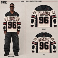 Fabricant de vêtements streetwear personnalisés, Maillot de football en satin 260 GSM, Applique en chenille couleur os, Broderie de blason gothique, Coudes matelassés, OEM ODM