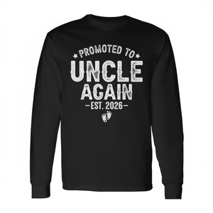 T-shirt à manches longues « Promu Oncle à Nouveau » Est 2026 pour les futurs oncles - Product Image 2