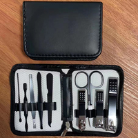 Ensemble de manucure et pédicure 9 pièces OEM, soin des ongles, acier au carbone de haute qualité, cuir PU écologique, outils pour les ongles, voyage, maison, Guangdong