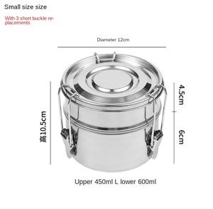 DFL01 Lonchera Redonda Portátil Hermética, Contenedor de Alimentos de Acero Inoxidable, Lonchera Metálica para Estudiantes y Adultos - Product Image 2