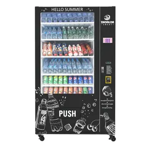 Mesin penjual Kombo minuman soda lembut dingin layar sentuh besar otomatis 24 jam teknologi tinggi untuk makanan dan minuman