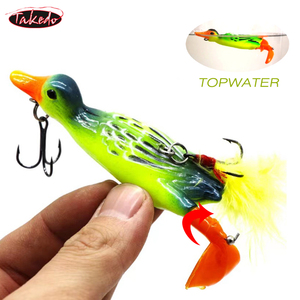 Takedo 9.5cm14g Topwater ếch thu hút trolling Spin mồi máy kéo vịt thu hút với 6 # treble móc cánh quạt mồi cho cá lóc Pike - Product Image 1
