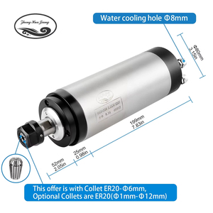 Motor de Husillo de Alta Velocidad en Oferta, 80 mm, 2.2 kW, 400 Hz, 24000 rpm, ER20, Refrigeración por Agua, Motor de Husillo CNC para Router CNC - Product Image 2