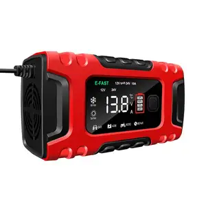 Venta caliente 12V 24V cargador de batería de motocicleta de coche inteligente completamente automático Reparación de pulso cargador de goteo 10Amp desulfatador de batería