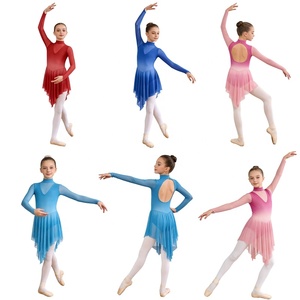 Robes de danse pour filles de 6 à 16 ans, vêtements de danse tendance, robes de patinage artistique à dégradé de couleurs pour compétition et spectacle sur scène. - Product Image 1