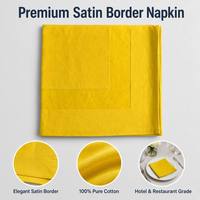 Serviette de table élégante en satin 100% coton avec bordure, tissage dobby, pour hôtel, restaurant, mariage, jaune