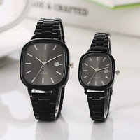 Montre de couple 2 pièces/ensemble, montre carrée tendance pour homme, montre à quartz analogique, montres de travail pour homme, cadeau, reloj hombre, sans boîte