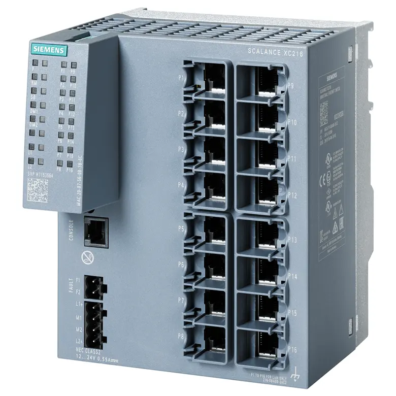 Siemens 6GK5216-0BA00-2AC2 The SCALANCE XC216 network management Ethernet switch has 16 ports