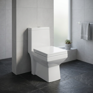 WC monobloc en céramique de luxe à haute efficacité, cuvette de toilette moderne à poser au sol avec siège en plastique - Product Image 3
