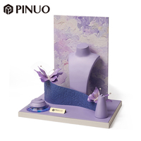 PINUO Art Purple Jewelry Display Stand Set Necklace Bust Pendant Ring Display Props Luxury Jewellery Shop Window Showcase Decor