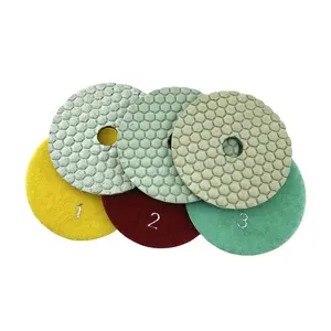 Diameter 4 Inch 100 Mm 3 Langkah Damar Terikat Fleksibel Tangan Diamond Polishing Pads untuk Batu Marmer Batu Kuarsa Basah grinding