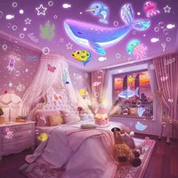 Veilleuse LED mignonne multicolore rotative 21 en 1 Projecteur d'étoiles de vagues océaniques pour chambre Plafonnier Lampe de projecteur