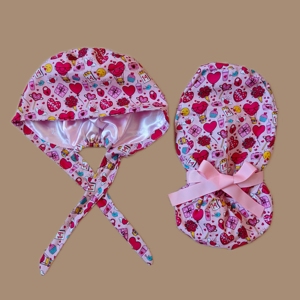 Gorros Quirúrgicos para Mujer, Accesorios para <span class=keywords><strong>el</strong></span> Cabello para Trabajar en Hospitales, Gorros con Estampado de Corazón de San Valentín, Diseño de <span class=keywords><strong>Amor</strong></span>, Gorros con Forro de Satén y Cinta para Atar <span class=keywords><strong>el</strong></span> Cabello en Cola de Caballo - Product Image 3