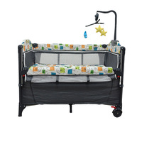 Lit bébé portable multifonctionnel, berceau pliable, sièges manuels, housses durables, roues en plastique, fournitures pour bébés