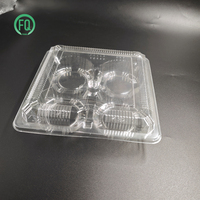 Boîte de rangement alimentaire en plastique transparent recyclé pour tartelettes, 4 compartiments, pour desserts et gâteaux
