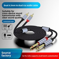 Câble audio RCA double 6,5 mm mâle-mâle à conducteurs en cuivre pour mixeur/amplificateur, instruments, clavier électronique, guitare, systèmes de haut-parleurs