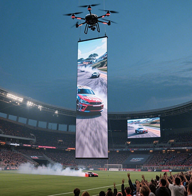 Portable Outdoor Drone Flying Led Display Screen Magic Carpet Flexible Transparent Led Display for Public Speaking Rally Events