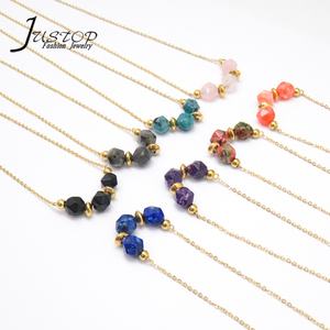 Collar de abalorios de piedra natural de moda con cadena de oro multicapa de piedras preciosas para mujer - Product Image 2