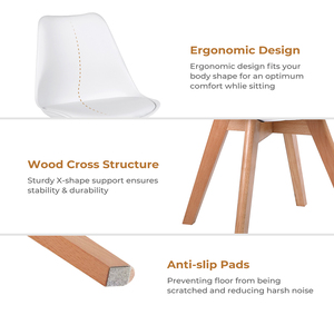 Sedia da Pranzo in Plastica Stile Scandinavo con Gambe in <span class=keywords><strong>Legno</strong></span> per Casa, <span class=keywords><strong>Cucina</strong></span> e Caffetteria - Product Image 2