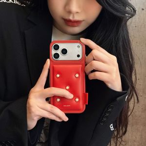 כיסוי טלפון חדש מעור עם ניטים ופנינים לאייפון 17 פרו מקס, יוקרתי, דגם סִגְנוֹן 16פרו 14 קריאייטיב 17, כיסוי מגן נגד נפילות - Product Image 1