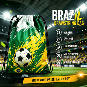 Custom Football Theme <b>Drawstring</b> <b>Backpack</b> Full Print Sports Gym Sack OEM ODM - Product Image 2