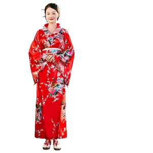 Abito Kimono Geisha per <span class=keywords><strong>Donna</strong></span>, Set Costume Tradizionale Giapponese con Ventaglio e Borsa, per Carnevale e Cosplay, in Poliestere, per Adulti - Product Image 1