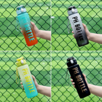 Bouteille d'eau personnalisée 1000ml dégradé de couleur givrée pour boisson de sport en plastique réutilisable personnalisée pour boire bouillant Applicable