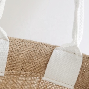 Borse in juta personalizzate eco-friendly stile pieghevole Logo personalizzato in tela naturale riutilizzabile spiaggia Shopping all'ingrosso simpatybag regali - Product Image 4