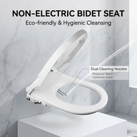 Siège de bidet à eau ambiant en plastique PP, autonettoyant, double buse, en forme de U, moderne, pour l'hygiène personnelle, design ultra-mince, avec couvercle