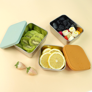 Silicone tái sử dụng di động leakproof 304 thép không gỉ trẻ em ăn Trưa Bento hộp Silicone Nắp thực phẩm lưu trữ <span class=keywords><strong>container</strong></span> - Product Image 2
