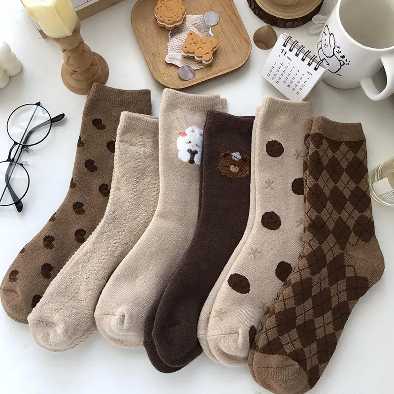 Cute animal warm thick cushion Korean cute winter cotton socks woman