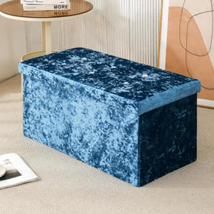 Banc <span class=keywords><strong>de</strong></span> rangement moderne en velours et <span class=keywords><strong>diamant</strong></span> pouf personnalisé brillant pliable pour la maison salon école entrée meubles peu encombrants - Product Image 1