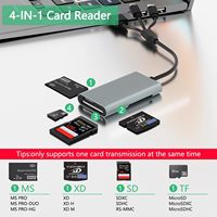 Lector de Tarjetas 4 en 1, Adaptador SD TF MS XD para iPhone 16 15 14 iPad PC Android Mac USB-C USB-A, Lector de Tarjetas de Memoria