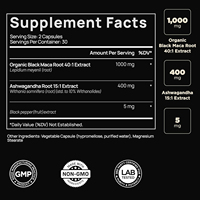 Meilleure Vente Amazon Gélules de Maca Noire et d'Ashwagandha, Énergie Puissante, Soutien Adulte, Endurance Durable, Complément Herbal Masculin