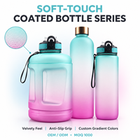 Bouteille d'eau minimaliste pour adultes de 1000 ml, à petite ouverture, en acier inoxydable, avec bouchon argenté, finition dégradée or, toucher doux, sans BPA