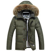 Veste d'hiver de luxe de haute qualité pour hommes, taille XXL, veste d'hiver rembourrée imperméable pour hommes, veste en duvet pour hommes avec capuche en fourrure