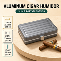 Étui de voyage pour cigares en aluminium personnalisé avec doublure en bois de cèdre, 5 emplacements pour cigares, boîte à cigares portable avec rangement pour coupe-cigares