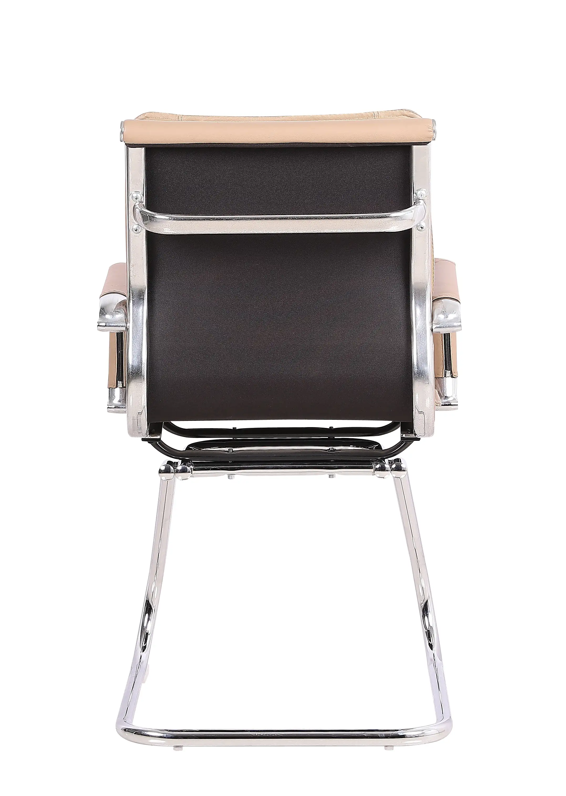 Silla de cuero cromado con marco de Metal para visitante, sillón de oficina de espalda baja