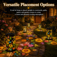 Lampes solaires de jardin d'extérieur étanches IP65, lanterne creuse en forme de tournesol, lampe LED suspendue à intensité variable, garantie de 3 ans, 6/8/12 pièces, 75 cm