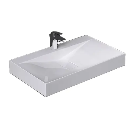 Lavabo rectangular para baño, encimera decorativa, color blanco puro