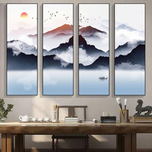 Nouveau <span class=keywords><strong>paysage</strong></span> <span class=keywords><strong>chinois</strong></span> peinture canapé fond mur quatre peinture décorative salon de thé peinture et mur art décoration de la maison - Product Image 5